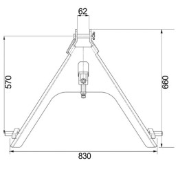 Priekinė trijų taškų pakabinimo sistema, trikampė, 2 kat., skirta traktoriams, kurių keliamoji galia iki 1500 kg