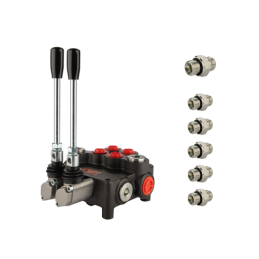 Hidraulinis skirstytuvas, 2 sekcijos, 50 l/min., 2P80, su jungtimis, 22/18 hidraulinis skirstytuvas