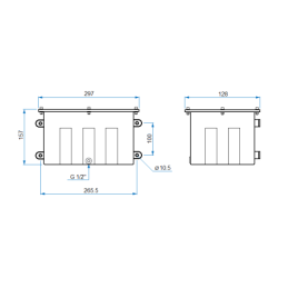 Hidraulinės alyvos bakas 6 l, montuojamas ant sienos, su pilnu dangčiu