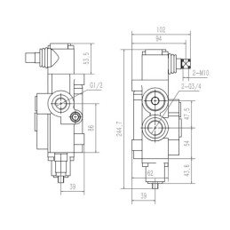 Hidraulinis skirstytuvas, 2 sekcijos, 80L, dvi sekcijos, su skląsčiu, Hydrolider