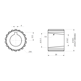 Variklio guolio atrama GR3 1:8 Z18 315 daN + sp