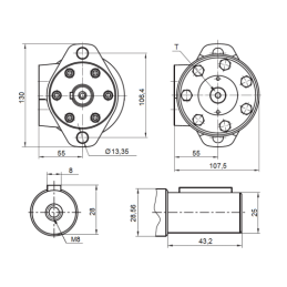 Labai galingas hidraulinis variklis BMRY 125 14,8 kW 480 aps./min. su padidintu sukimo momentu iki 290 Nm