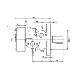 Labai galingas hidraulinis variklis BMRY 80 14,9 kW 750 aps./min. su padidintu sukimo momentu iki 180 Nm