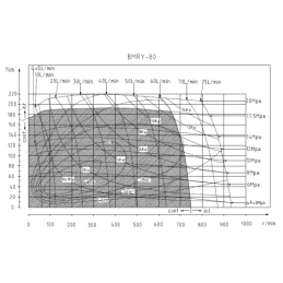 Labai galingas hidraulinis variklis BMRY 80 14,9 kW 750 aps./min. su padidintu sukimo momentu iki 180 Nm