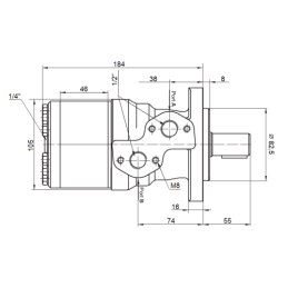 Labai galingas hidraulinis variklis BMRY 250 12kW 240 aps./min. su padidintu sukimo momentu iki 470 Nm