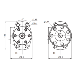 BMR hidraulinis variklis, darbinis tūris: 400 cm3/aps., greitis: 150 aps./min., velenas: 32 mm