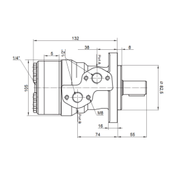BMR 25 hidraulinis variklis su 25 mm velenu ir veleno įvore
