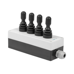 Korpusas su keturiomis trijų padėčių elektrinėmis valdymo svirtimis su spyruokliniu padėties nustatymu