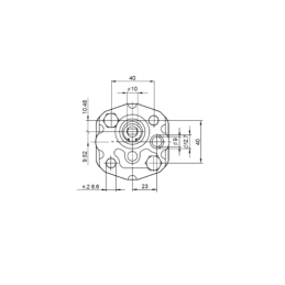 Hidraulinis krumpliaratinis siurblys, kairinis sukimasis, 1 sekcijos, tūris: 1,6 cm3/aps., našumas (1500 aps./min.): 2,4 l/min.