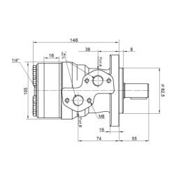 BMR hidraulinio variklio darbinis tūris: 80 cm3/aps. greitis: 750 aps./min.
