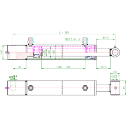 Plono cilindro hidraulinis cilindras CJ2F-40/25/400 L:600 T20S