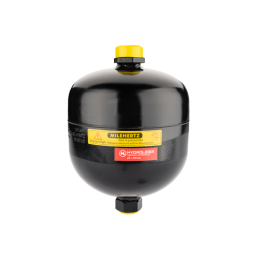 Hidraulinis akumuliatorius su hidrauliniu amortizatoriumi, komplekte tvirtinimo spaustukas, talpa: 1,4 l, įkrovimo slėgis: 100 b
