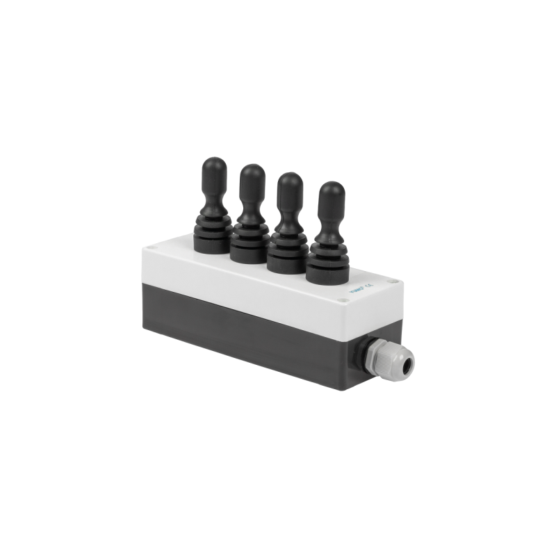 Korpusas su keturiomis trijų padėčių elektrinėmis valdymo svirtimis su spyruokliniu ir fiksavimo padėties nustatymu