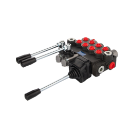 Hidraulinis skirstytuvas, 4 sekcijos, 40 l/min., P40A1A1A1A1GKZ1, valdomas dviem svirtimis ir vairasvirtimi