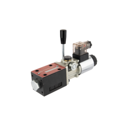 Hidraulinis plokštelinis skirstytuvas, CETOP 3 NG6, rankiniu arba elektriniu būdu valdomas 12 V 2 padėčių slankiklis