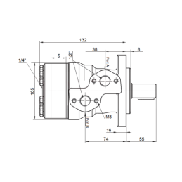 BMR hidraulinio variklio darbinis tūris: 25 cm3/aps. greitis: 1600 aps./min. galia: 39 Nm, komplekte yra kardaninis velenas