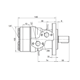 BMR SMR OMP hidraulinio variklio darbinis tūris: 50 cm3/aps. greitis: 800 aps./min. su kardaniniu velenu