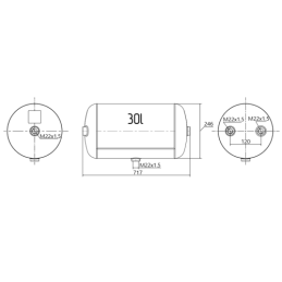 30 l oro bakas 246x717 15,5 bar + 2x spaustukai + išleidimo vožtuvas M22x1,5