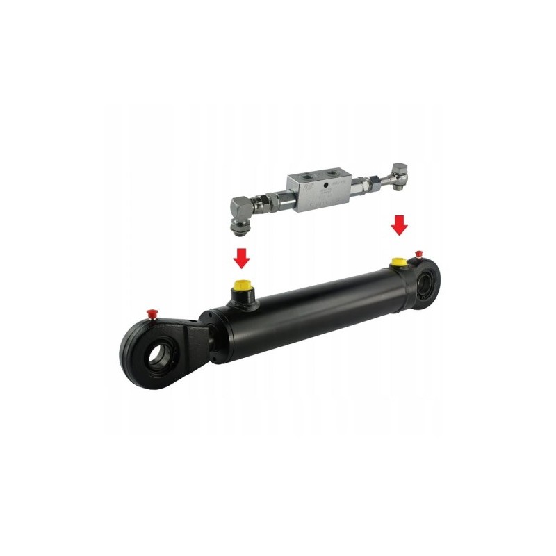Dvigubo veikimo hidraulinio cilindro ilgis: 415 mm, eiga: 200 mm, CJ2F-50/28/200, komplektuojamas su fiksuojančiu apsauginiu vož