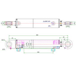Hidraulinis cilindras CJ2F-50/30/600 L:800 U25W