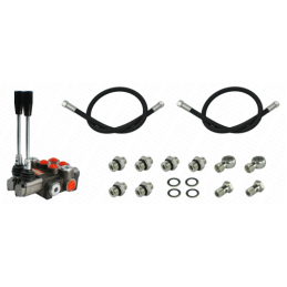 Dviejų sekcijų skirstytuvas, skirtas Ursus C-330, su jungčių rinkiniu + žarnomis ir jungtimis prijungimui prie traktoriaus