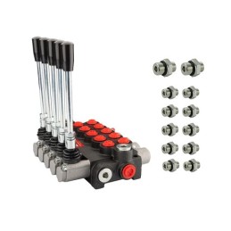 Hidraulinis skirstytuvas 5 sekcijų 40 l/min 05P40A1A1A1A1A1GKZ1 su 18/18 jungtimis „Hydrolider“