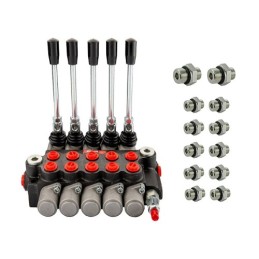 Hidraulinis skirstytuvas 5 sekcijų 40 l/min 05P40A1A1A1A1A1GKZ1 su 18/18 jungtimis „Hydrolider“