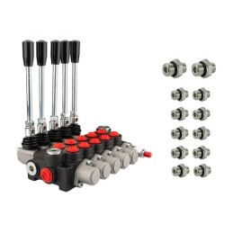 Hidraulinis skirstytuvas 5 sekcijų 40 l/min 05P40A1A1A1A1A1GKZ1 su 18/18 jungtimis „Hydrolider“