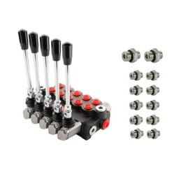 Hidraulinis skirstytuvas 5 sekcijų 40 l/min 05P40A1A1A1A1A1GKZ1 su jungtimis 22/18 Hydrolider