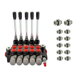 Hidraulinis skirstytuvas 5 sekcijų 40 l/min 05P40A1A1A1A1A1GKZ1 su jungtimis 22/18 Hydrolider