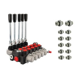 Hidraulinis skirstytuvas 5 sekcijų 40 l/min 05P40A1A1A1A1A1GKZ1 su jungtimis 22/18 Hydrolider