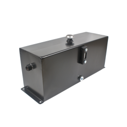 Universalus metalinis hidraulinės alyvos bakas, 20 litrų talpos, su papildoma įranga, montuojamas ant pagrindo