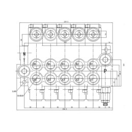 Hidraulinis skirstytuvas 5 sekcijų 30 l/min 05P40A1A1A1A1A1GKZ1 su jungtimis 18/16 Hydrolider