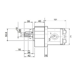 Dešinės pavaros hidraulinis siurblys, 1 grupė, dešinės rotacijos, našumas: 8 cm3/aps., našumas (1500 aps./min.): 12 l/min. + guo