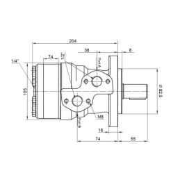 BMR hidraulinio variklio darbinis tūris: 400 cm3/aps. greitis: 150 aps./min. su 25 mm įvore