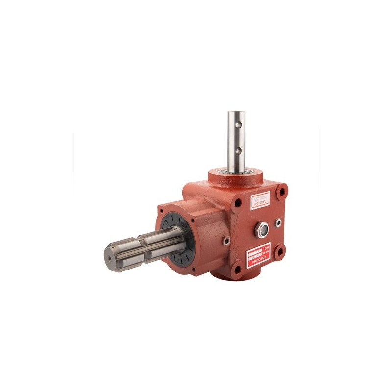 Kampinė pavara ketaus korpuse. 1:1,14 perdavimo skaičius, galios tiekimo veleno išvestis. Trąšų barstytuvams.