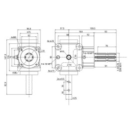 Kampinė pavara ketaus korpuse. 1:1,14 perdavimo skaičius, galios tiekimo veleno išvestis. Trąšų barstytuvams.
