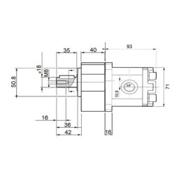 Dešinės pavaros hidraulinis siurblys, 1 grupė, dešinės rotacijos, našumas: 5,80 cm3/aps., našumas (1500 aps./min.): 8,70 l/min. 
