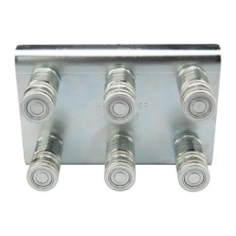 Lizdų plokštė šešiems greito prijungimo lizdams, plokščiiems, sauso atjungimo lizdams M18x1.5 montuoti