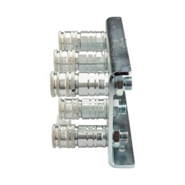 Lizdų plokštė šešiems greito prijungimo lizdams, plokščiiems, sauso atjungimo lizdams M18x1.5 montuoti