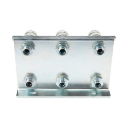 Lizdų plokštė šešiems greito prijungimo lizdams, plokščiiems, sauso atjungimo lizdams M18x1.5 montuoti