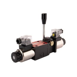 Cetop 3 NG6 hidraulinis plokštelinis skirstytuvas, valdomas rankiniu arba elektriniu būdu, 12 V, 3 padėčių slankiklis