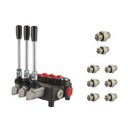 3 sekcijų hidraulinis skirstytuvas 80 l/min. 3P80 su 27/22 jungtimis „Hydrolider“