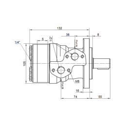 BMR hidraulinio variklio darbinis tūris: 25 cm3/aps. Apsisukimai: 1600 aps./min. Galia: 390 Nm su įvore BMR kardaninio veleno tv