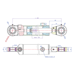 Dvigubo veikimo hidraulinio cilindro ilgis: 402 mm, eiga: 120 mm, CJ2F-63/36/120 U35W