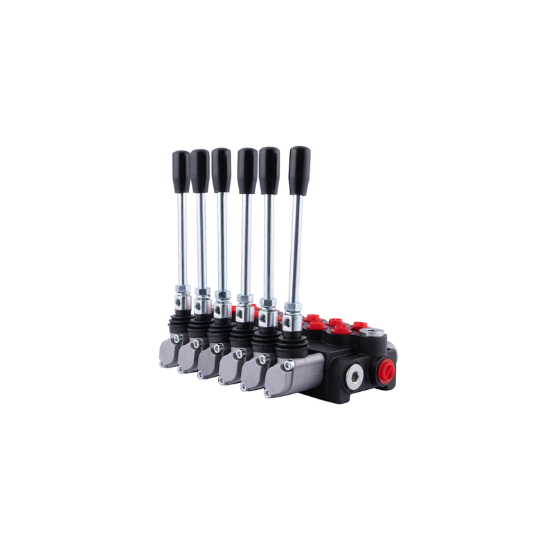 Hidraulinis skirstytuvas, 6 sekcijų, 40 l/min 6P40A1A1A1A1A1A1A1A1GKZ1, valdomas svirtimi