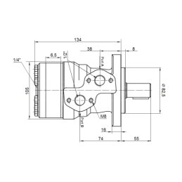 BMR hidraulinio variklio darbinis tūris: 32 cm3/aps. greitis: 1250 aps./min. su plokšte