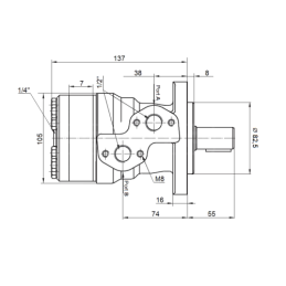 BMR hidraulinio variklio darbinis tūris: 36 cm3/aps. greitis: 1110 aps./min. su plokšte