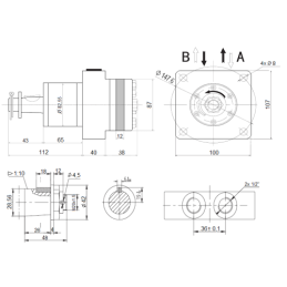 BMR hidraulinio variklio darbinis tūris: 50 cm3/aps. greitis: 800 aps./min. su guoliais smulkintuvui