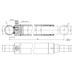 Viengubo veikimo hidraulinio cilindro ilgis: 695 mm, eiga: 505 mm, CJ 45/505